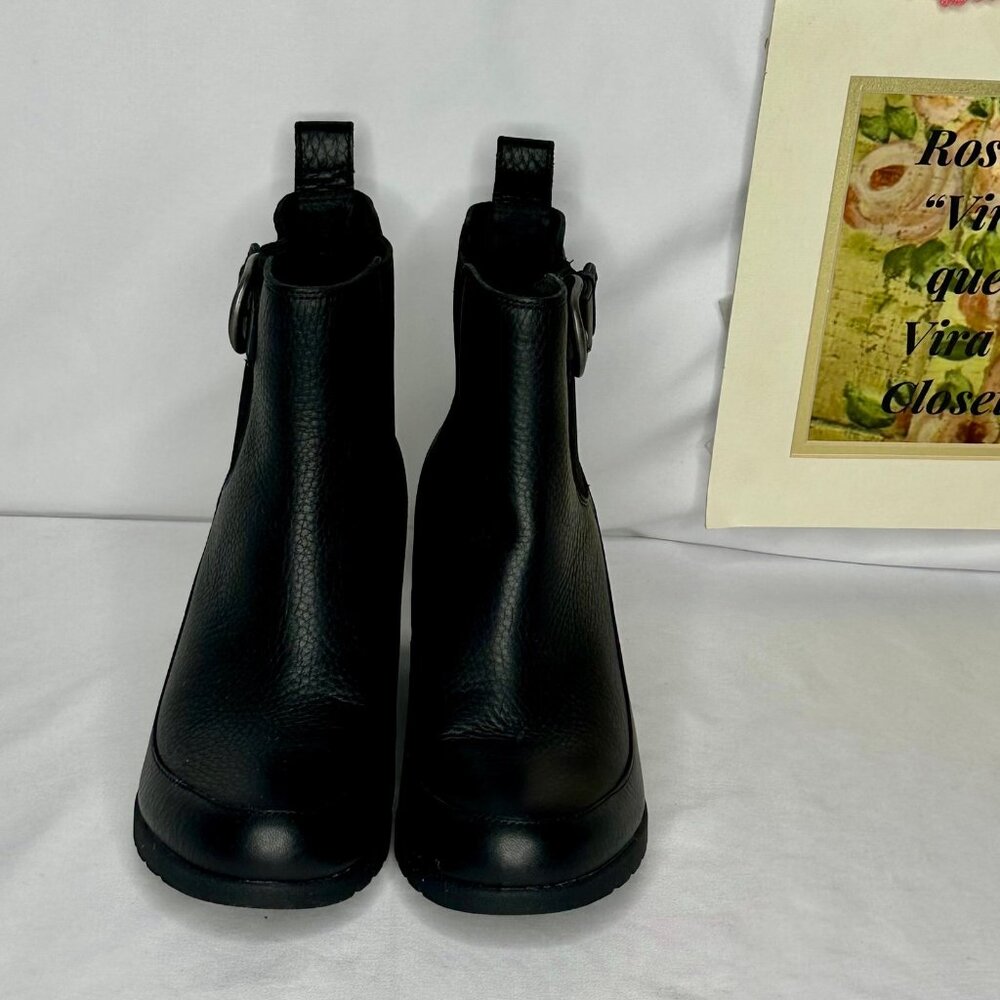 NW/B Ugg Arleta Wedge Waterproof Black Silver Buckle Boots Size 9.5 - Picture 2 of 12